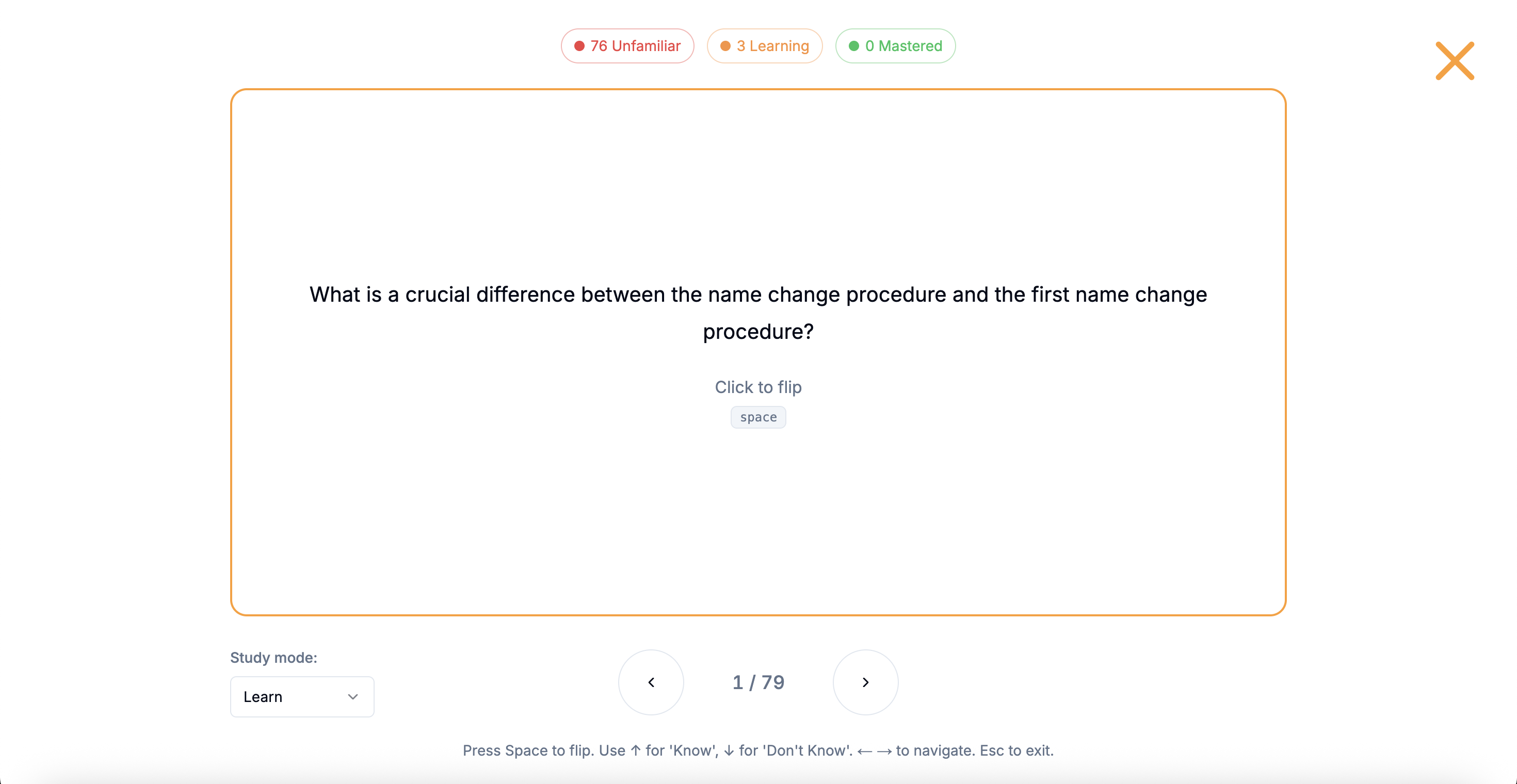 Flashcard feature screenshot